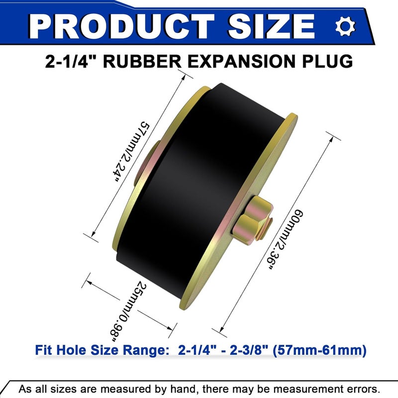 Daptemn 2-1/4" Rubber Expansion Freeze Plugs, 3PCS Automotive Engine Expandable Freeze Rubber Plugs Fit Hole: 2-1/4" to 2-3/8” (57 mm - 60 mm) - Image 2